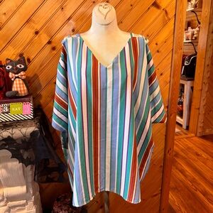 Easel Multicolor Striped Tunic Top